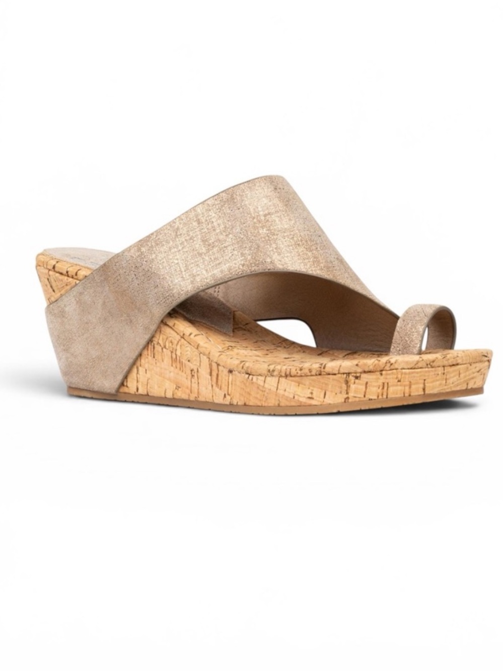 Donald J. Pliner Metallic Beige Cork Wedge Sandal size 11